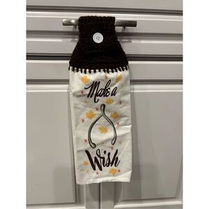 Crochet Top Kitchen Towel-Make a wish. (Wishbone)